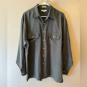 Ron Chereskin Mens Casual Button Down Long Sleeve‎ Large Gray Winter Workwear